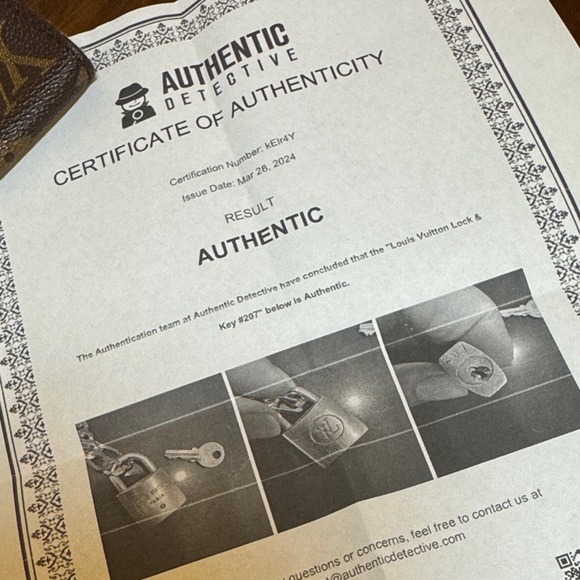 #207 Louis Vuitton Gold Lock and Key with COA - Picture 5 of 6